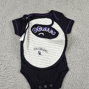 Colorado Rockies Shirt Boys 0-3 Months Black MLB Baseball MLB Baby Bodysuit Bib